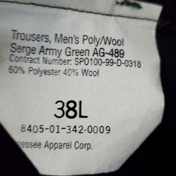 :  hemmed U.S. Army Green Men’s Poly Wool class A Trousers Dress Pants 38L READ - Picture 5 of 15